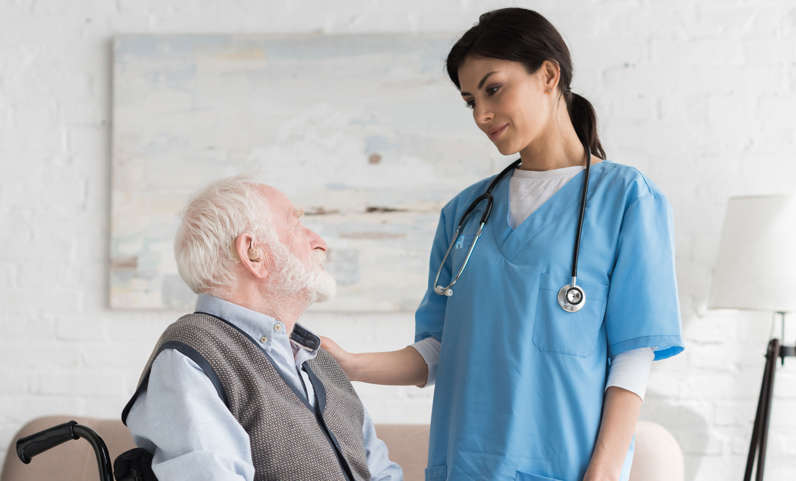 Hospice nurse performing tasks